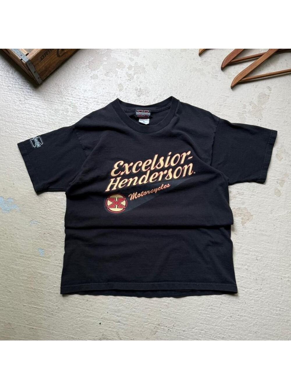 Excelsior Henderson Motorcycles Biker Men's L Tee Black